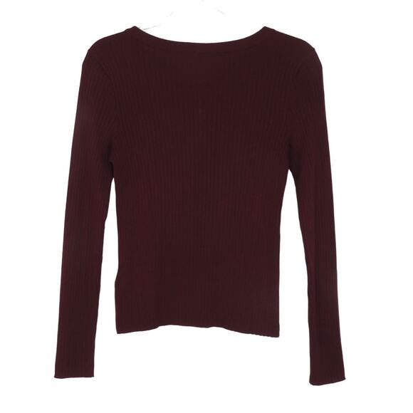 H&M Original Since Forever Burgundy Mroon Ribbed Knit Long Sleeve Top Small - Picture 2 of 6
